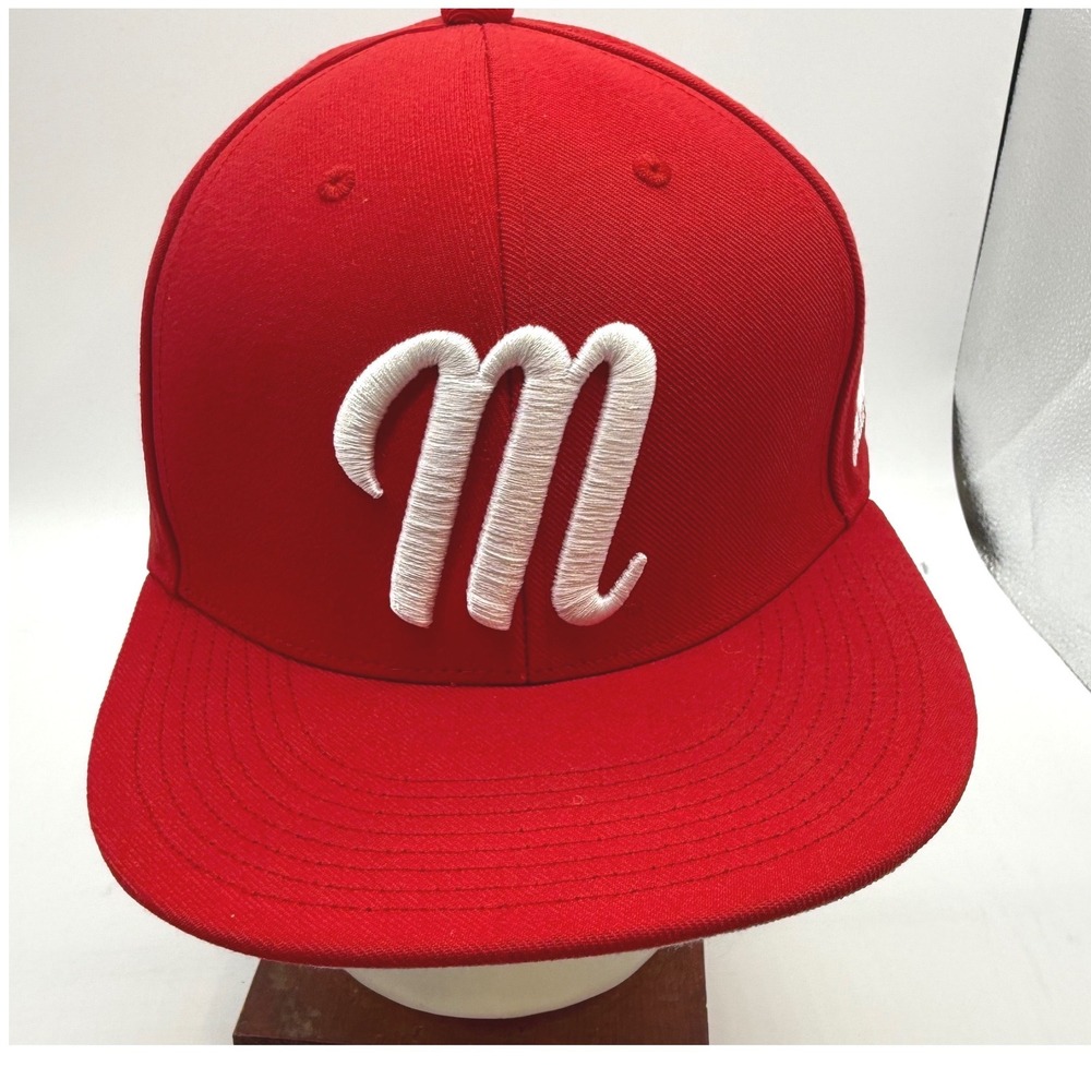 Miami University Adidas Red Fitted Baseball Cap Hat Size 7 5/8. RedHawks.